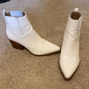 White leather booties